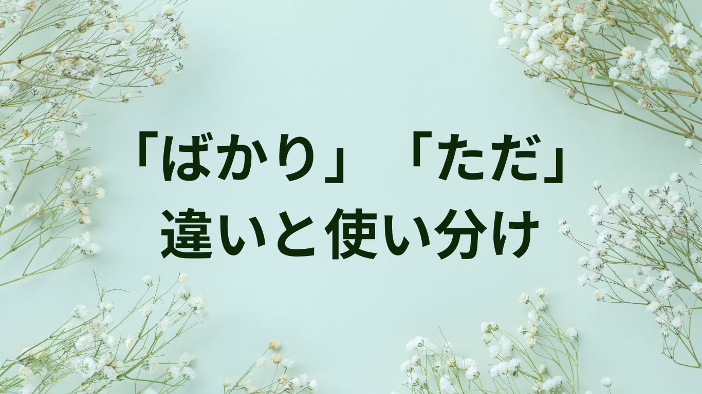 ばかり　ただ　違い　使い分け