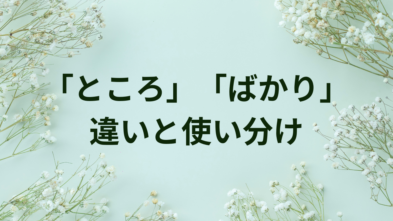 ところ　ばかり　違い　使い分け