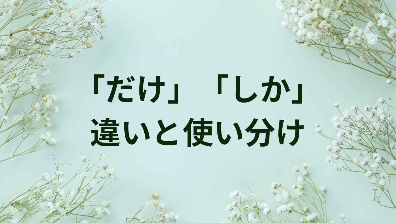 だけ　しか　違い　使い分け